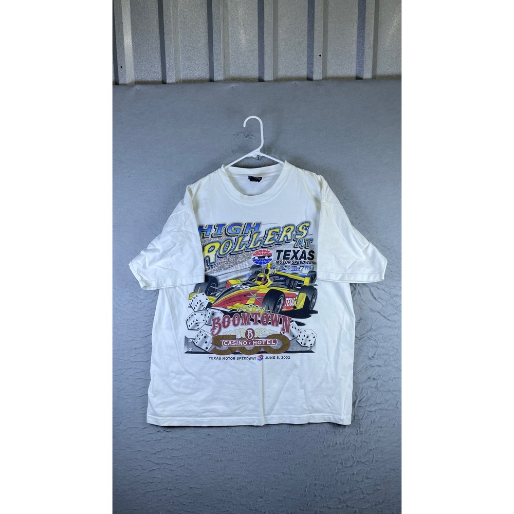 Speedway Motorsports T-Shirt Men XL White Excellent Boomtown 500 Texas 2002 Race
